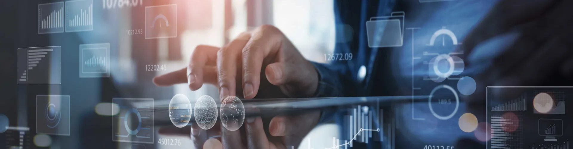 Person interacting with digital data visualizations