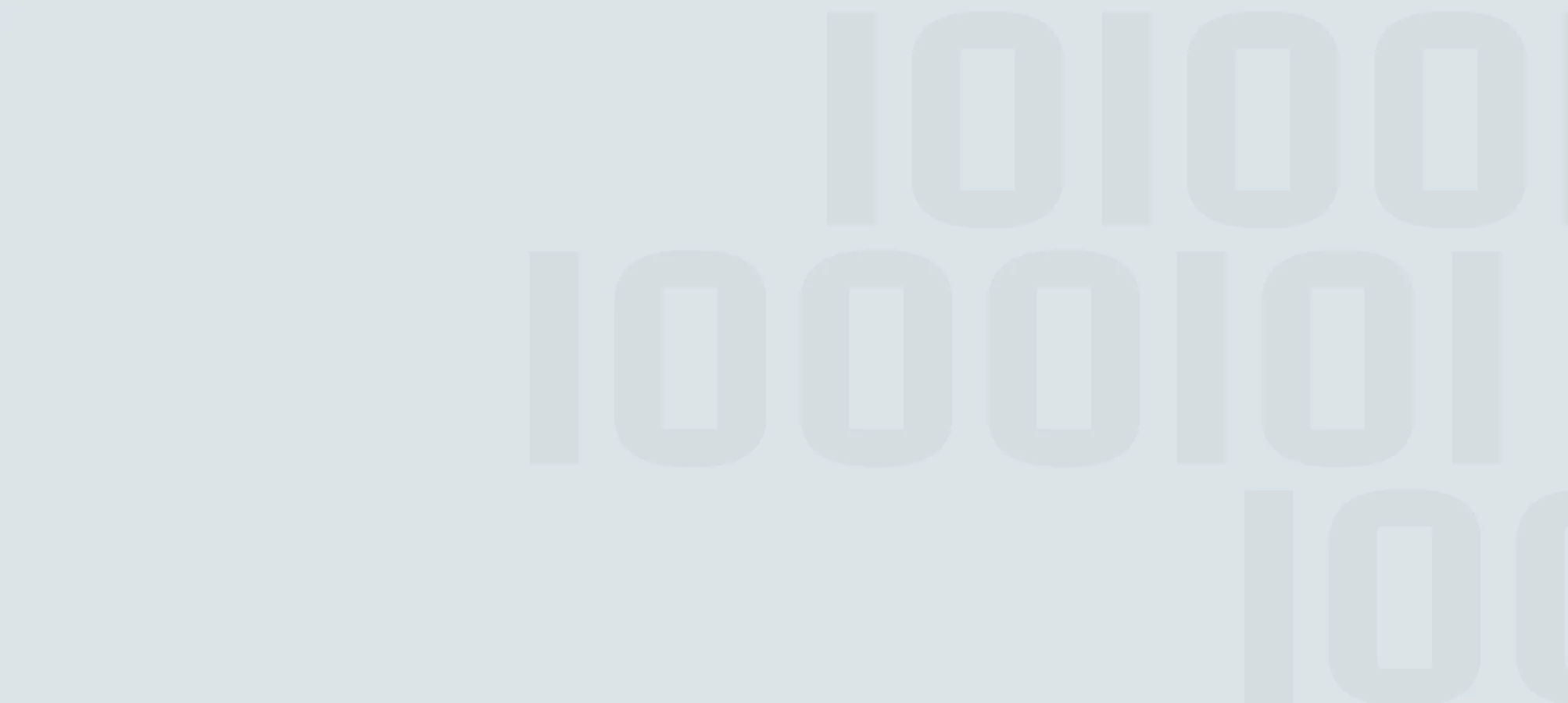 Light blue background with binary code pattern.