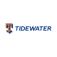 Tidewater logo with blue text and orange accents.