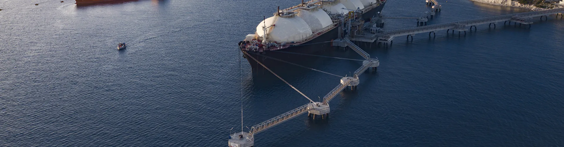 Liquefied Natural Gas (LNG) Tanker Moored To The Jetty