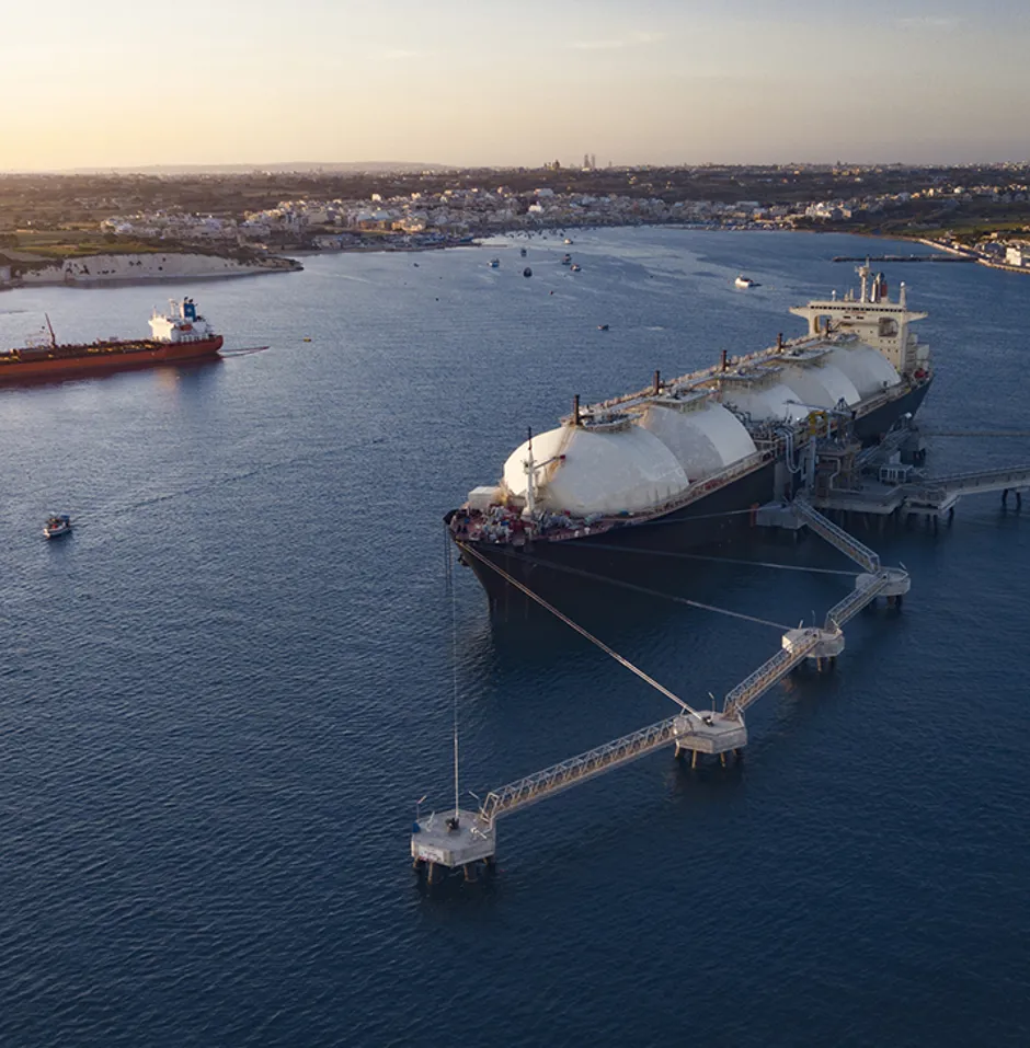 Liquefied Natural Gas (LNG) Tanker Moored To The Jetty