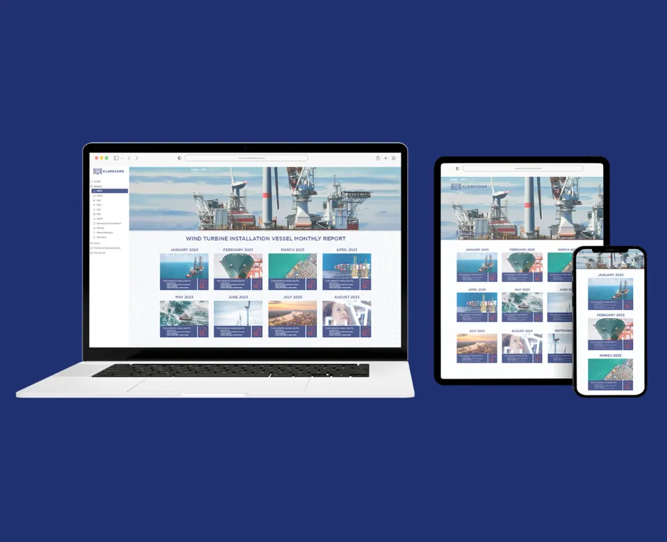 Devices displaying a wind turbine report webpage.