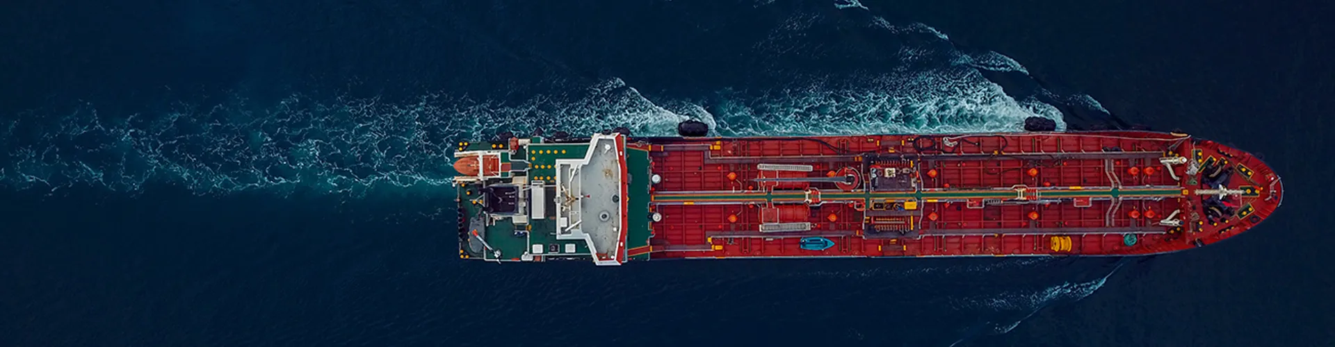 Aerial view of an oil tanker on the move