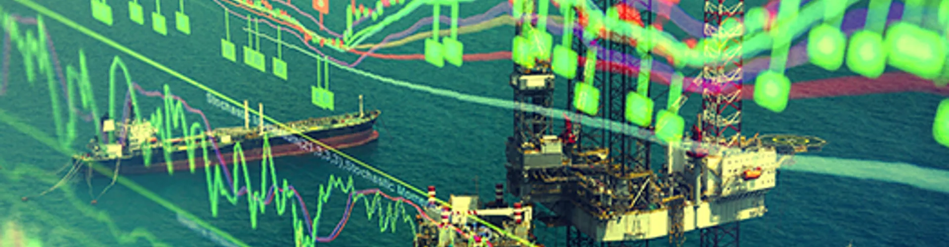 Energy crisis with stock market on screen