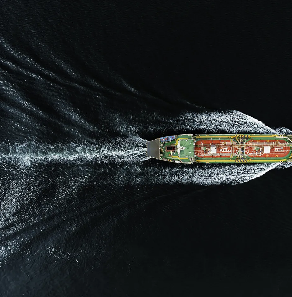 Oil Ship tanker or Liquefied Petroleum Gas (LPG) ship on the sea transportation oil/gas from refinery