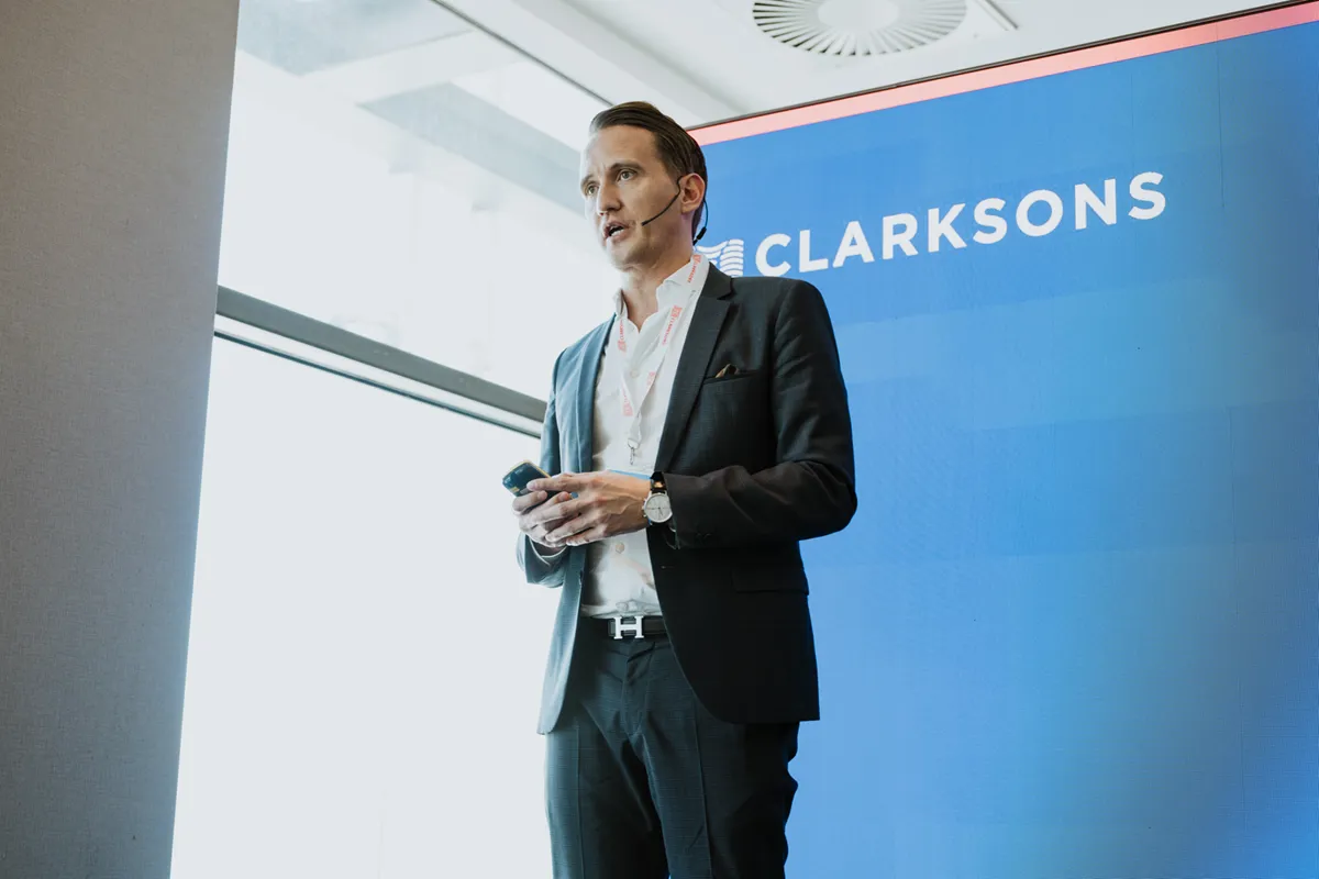 Kenneth Tveter presents at event