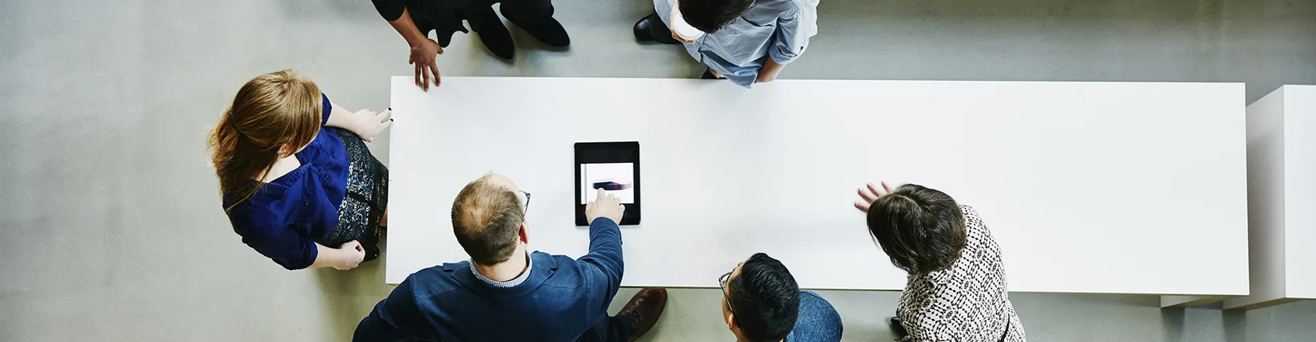 Business colleagues discussing project in office